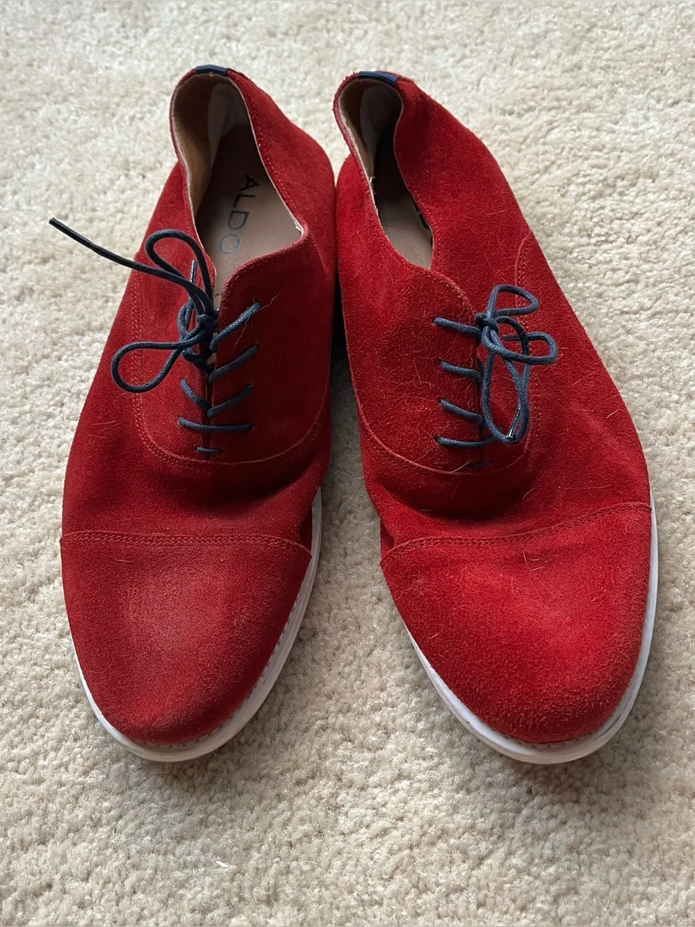 Aldo Men's Red Suede Lace-up Oxford Shoes - Size 11M - VGUC
